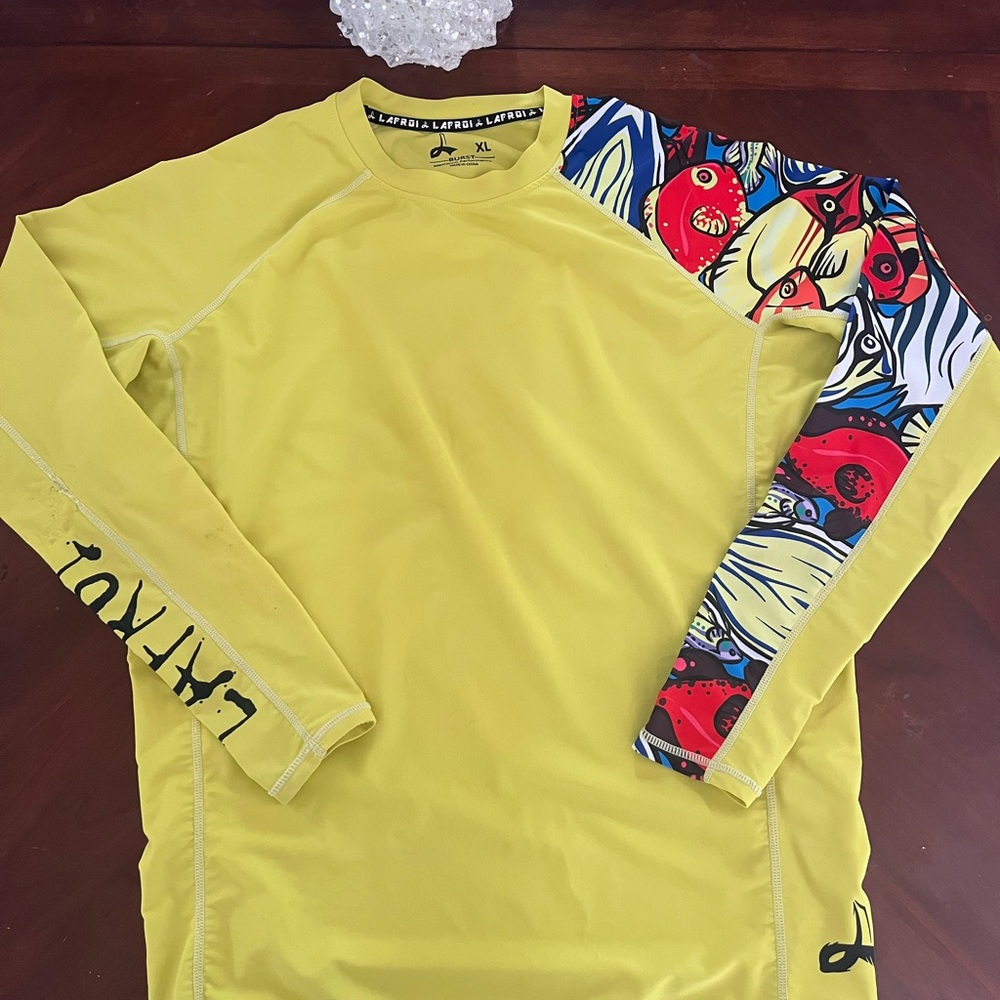 Yellow Graphic Rash Guard A212